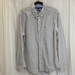 Tommy Hilfiger Men's Gray and White Plaid Shirt